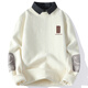 
Dragon Peach Shirt Collar Sweater Men's Autumn and Winter Style Plus Fleece Thickened Fake Two-Piece Sweater Men's Loose Casual Inner Woman M9901 Khaki 2XL