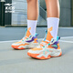 Hongxing Erke (ERKE) children's shoes children's basketball shoes spring men's and large children's strap cushioning sneakers microcrystalline white/beeswax orange 36