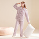 Fenten Couple Pajamas Autumn and Winter Double-sided Puff Velvet Thickened Warm Women's Home Clothes Set