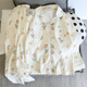 Cat Man Cute Tulip Rabbit Pajama Girl Spring y Autumn delgada Algodón Pure Algodón Manga larga Summer Home Ropa 826# Black Rose# mangas largas + pantalones recomendados 100-120Jin [Jin equivale a 0.5 kg] l