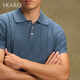 SKARO【柔软透气】蓝色短袖针织POLO衫男夏季商务休闲翻领T恤薄款 浅绿色SKP723 XL