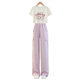 Ove Girls Summer Set 2025 Neue modische Kinder im Internet Promi Summer Style Junior High School Schülern große Kinder Sommer Kurzarm Zweiköpfig Set 15029 Lila + 9889 White 120 120 cm