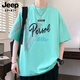 
JEEP SPIRIT Jeep Short Sleeve Men's Summer Trendy Brand Letter Print Round Neck Half Sleeve American Casual Men's Rotary Sleeve Loose T-shirt 693 White XL About 120-140Jin [Jin equals 0.5 kg] Can be worn