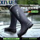 
Rain boots men's lightweight waterproof shoes anti-slip rain boots chef shoes rubber shoes 3313 high tube buckle 44