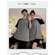 
Langsha couple summer thin pure cotton short sleeve shorts home clothes black and gray two-piece set for men and women 695 [single set price] M women