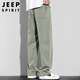 JEEP SPIRIT吉普冰丝休闲裤男春夏季美式高街潮牌宽松直筒阔腿裤子 浅绿 XL 