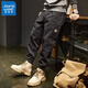 Jeanswest pants men's spring and autumn black casual pants men's loose large size small feet handsome Harlem trousers black M suitable for 115-130Jin [Jin equals 0.5 kg]