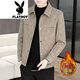 Playboy (Playboy) Men's Plus Jaqueta engrosada de terciopelo para otoño e invernal de la solapa de moda para hombres en el invierno de hombres 826 grises 826 [espesado] más Velvet XL [130-145Jin [Jin iguala 0.5 kg]]]