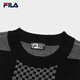 FILA official couple knitted sweater 2025 spring fashion casual loose plaid pullover sweater