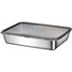 Thickened food-grade stainless steel crisper meal tray household rectangular tray refrigerator storage box packing box household crisper box six pack with transparent black lid