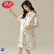 Langsha (Langsha) Pure Cotton Chest Pad Pad Pyjamas für schwangere Sommer-Frauen mit kurzärztem Strickjacken für die Geburt nach der Geburt zum Stillen von Nachthemd für postpartale Mutterschaft 7A-11981 M [Vorschlag 80-100jin [Jin gleich 0,5 kg]]]