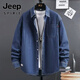 Jeep Spirit American High-High-Ald Spring y Autumn Men's Camiseta de manga larga Camisa de mezclilla de algodón puro Base informal Versátiles suelto NS-1105 Light Blue M