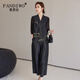 Vandiwo Brand XiangyUnya Suit pour femmes Mulberry Silk High-Und Chinese Tang Suit Fur 2025 NOUVEAU SET DE SEPPORT DE SEPT DE SEPT SET BLACK BLACK SUIT 3XL Recommandé 130-140jin [Jin est égal à 0,5 kg]