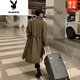 Playboy (PLAYBOY) new winter woolen woolen coat for men, long over the knee, Korean style loose and handsome British woolen windbreaker jacket for men, black (high quality) 2XL