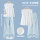 NICKYBABY Girls Suit Summer 2025 New Children's Short Sleeve Wide Leg Pants Two-Piece Set Big Children's Summer Casual Fashion Clothes 18897 Blue Gradient Pink +15266 Blue 160 cm
