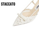 Sijiatu Yang Mi same style as 2025 autumn Burano fairy stiletto high heel sandals EC134CH5 vanilla cream rice 36