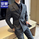 ROMON British style double-breasted suit men's suit business casual formal dress groom wedding dress three-piece suit 8 black double-breasted suit + trousers + vest XL (125-140Jin Jin equals 0.5 kg)