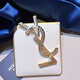 WOUG design Y letter brooch 2024 new trendy women's exquisite corsage brooch coat hair gold + gift box