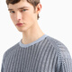 EMPORIO ARMANI/阿玛尼官方旗舰男士长袖圆领通体提花复古套头针织毛衣 F9030-蓝色/海军蓝色 L  (推荐：150-165斤)
