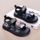 Hongxing Tong Brand Código roto Sandalias Kulomi para niñas 2025 Nuevo primavera y verano Soft Sole No Slip Girl Princess Soft Sole Sodekers NB655 Black Size 26