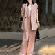 ANGEL MOOD spring extra large size fat girl m suit jacket wide leg pants suit slim casual pink loose suit 200 Jin Jin equals 0.5 kg Pink suit (spring and autumn) XL (recommended 110-135 Jin Jin equals 0.5 kg)