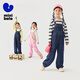 Mini Balabala Loose Denim Overalls for Girls Baby Soft and Sweet Overalls Trousers Autumn New Pink Color 01315 140