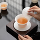 SUSHI CERAMICS mutton-fat jade porcelain ultra-thin body relief mountain and river Sancai Gaiwan Kungfu tea set gift box set