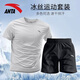 Anta Ice Seiden Sport Set Herren 2025 Sommer schnell trocken atmungsaktiven Kurzarm T-Shirt Shorts lässige Fitness-Kleidung mit 1204-5 Herrengrau [Set] L/175