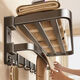 Qinkai Bathroom Towel Rack Bathroom No Punch Bathroom Towel Storage Rack Bathroom Toilet Wall-mounted Space Aluminum Storage Rack Thick Thickened 9 Hook Two-piece Set 9889 [Bath towel rack + wool Thickened Space Aluminum [gun ash]