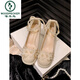 Specker Dicke Heels Mary Zhen High Heels weibliche Prinzessin New Chinese Cheongsam XiUhe Hochzeitskleid Zwei-Wear-Hochzeitsschuhe Braut Brautmädchen Single Schuhe Aprikosenfarbe (Z688-6) 37