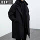JEEP SPIRIT Jeep 2025 Autumn and Winter New Men's Korean Coat Men's Jacket Fake Two-piece Hooded Mid-Length Windbreaker Parka Black Thin 140-155Jin Jin equals 0.5 kg XL