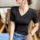 Hengyuanxiang (HYX) 2025 Nuevo suéter de seda de hielo Base de cuello en V suelta Camiseta roja de manga corta de manga corta Ins torturada camiseta de verano 9923# White M [sugerido 95-105Jin [Jin iguala 0.5 kg]]