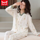 Catman MIIOW pure cotton pajamas for women in spring and autumn long-sleeved cardigan for middle-aged and youth women's casual suit cotton home clothing SH14701 pure cotton M (80-100Jin[Jin equals 0.5 kg])