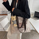 Pull-back canvas bag female college student tote bag new large-capacity shoulder bag handbag class women's crossbody bag khaki [rabbit pendant]