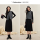 Fragment (dribs&drabs) Fragment suit for women 2024 winter new style tweed small fragrant jacket A-line knitted skirt with a complete set dark gray L
