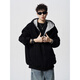 Heavy zipper cardigan sweatshirt for men and women in autumn American loose couple hoodie vibe high street casual hooded jacket gray 400g contrasting color single-sided cardigan sweatshirt L recommended 115-130Jin Jin equals 0.5 kg