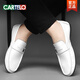 
CARTELO men's spring new men's shoes Korean versatile men's casual leather shoes one foot drive lazy shoes 825 white 39