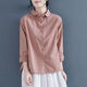 Doll collar pure cotton shirt for women in spring and autumn loose and versatile layered shirt college retro top J829 khaki 2XL (130-140Jin [Jin equals 0.5 kg])