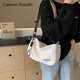 CALWAN KEODH crossbody bag women's bag 2025 new spring and summer commuting pillow shoulder bag casual canvas bag travel sports bag [white] niche high appearance simple large capacity practical and heart-warming girl girlfriend