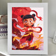 Yusen Yi Nezha Nail Painting Material Pack: Demon Child's Sea Diamond Sticker Children's Handmade Diy Pack Photo Frame Table Toys 7371 Tools + Wooden Frame + Color Box