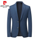 皮尔卡丹（pierre cardin）休闲西服外套男春季新款韩版修身抗皱商务单件上衣小西装单西男装 9928深蓝 编织纹 M 170【建议100-120斤】