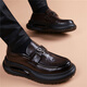 BABOCHEN 2025 new business leather shoes men's thick-soled versatile first-layer cowhide trendy slip-on air cushion formal casual leather shoes black 38