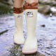Nine-inch sunny thick-soled high-tube rain boots outdoor camping rain boots wading and wading the river, fishing and rushing the sea, waterproof and anti-slip water shoes, white buckle rain boots 38
