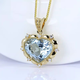 HEEKAIYI Heart of the Ocean Necklace Women's Aquamarine Luxury Jewelry Chinese Valentine's Day Birthday Gift for Wife and Girlfriend Aquamarine Diamond Necklace 6.3 carats Pendant + K Gold 18-inch Gold Chain
