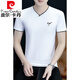皮尔卡丹（pierre cardin）夏季男士短袖t恤v领纯棉半袖鸡心领体恤潮流修身上衣薄款男装 浅灰色 YD7029 M