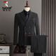 Woodpecker (TUCANO) two-piece suit men's suit wedding double-breasted British style lapel groom engagement wedding slim stripes medium gray suit + trousers XL (suitable for 125-135 Jin Jin equals 0.5 kg)