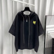 Yushida Hong Kong-Stil mit Kapuze mit Kurzärärmelanzug Herren Sommer Trendy Printed T-Shirt Handsome Ganze passende weiße T5019 + Black K9215 S Geeignet (85-105jin [Jin gleich 0,5 kg]))