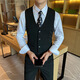 
Ayou fat big size suit men's business formal suit groom best man wedding two-piece suit black single vest M