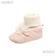 Skonwat Baby Girl Frühlings- und Herbstsocken Schuhe Baby Schmetterlingsgarn Anti-Schlupf-Schuhe süße Prinzessin Kleinkindschuhe 0-3-6 Monate 1 Jahr alte Socken Cover rosa Schmetterling PU-Leder [Frühlings- und Herbst-Baumwollsocken Schuhe HN] 12 Innenlänge CM (empfohlen 5-9 Monate)