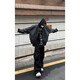Yiran presents jacket men's autumn and winter high street fashion handsome hunting suit fake two-piece design baseball uniform hooded casual jacket for men black XL recommended 120-140Jin Jin equals 0.5 kg
